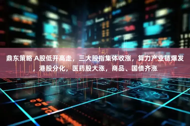 鼎东策略 A股低开高走，三大股指集体收涨，算力产业链爆发，港股分化，医药股大涨，商品、国债齐涨